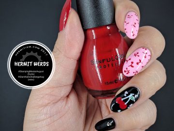 Retro Cherry - Hermit Werds - cherry patterned nails in retro style