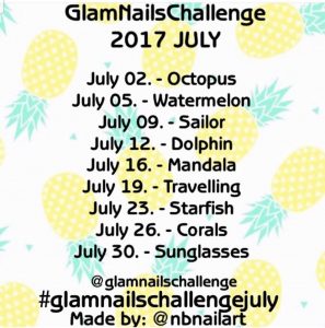 #glamnailschallengejuly prompts for July 2017