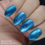 Coffee Blues - Hermit Werds - blue henna stamping with coffee stamping on top