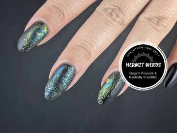 Elegant Peacock - Hermit Werds - blue and green metallic peacock stamping with black