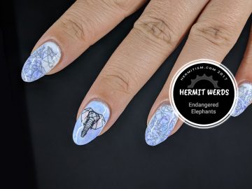 Endangered Elephant - Hermit Werds - a geometric elephant manicure in soft purples and blues