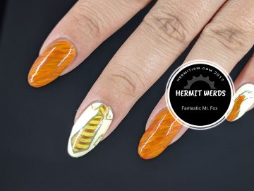 Fantastic Mr. Fox - Hermit Werds - nail art featuring the movie version of the fantastic Mr. Fox
