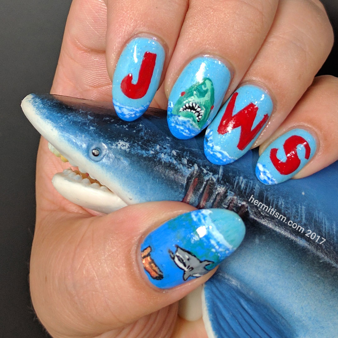 Jaws (NES) - Hermit Werds - shark freehand painted art from Nintendo's first Jaws game