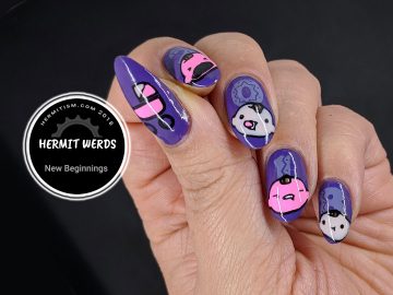 New Beginnings - Hermit Werds - Ultraviolet nail art for New Year 2018 with baby heads