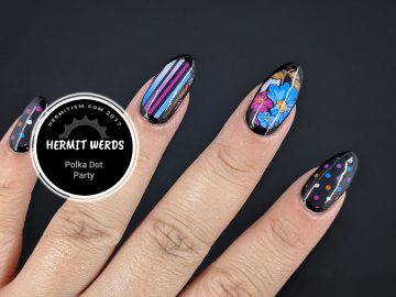 Polka Dot Party - Hermit Werds - water decals in pink and blue featuring stripes, flowers, and polka dots