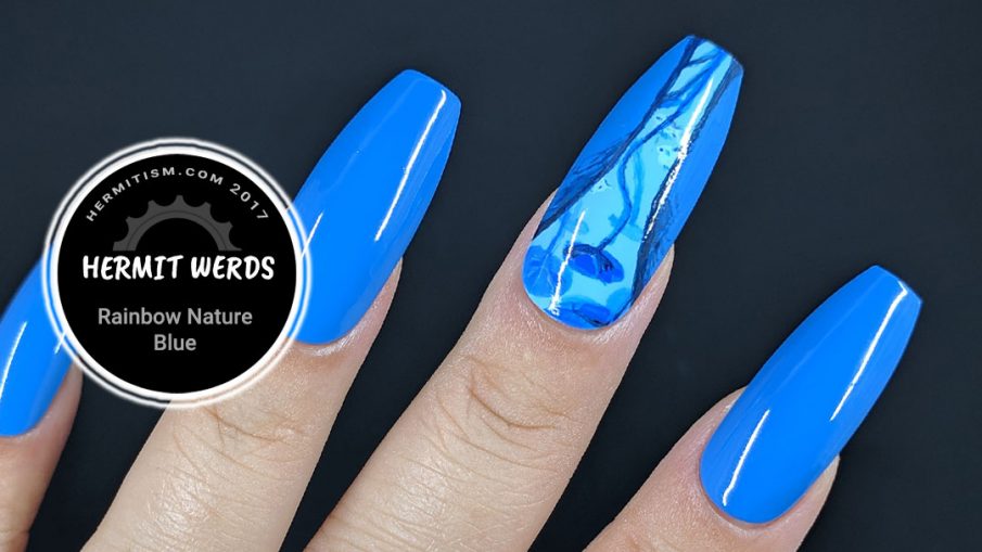 Rainbow Nature - Blue - Hermit Werds - blue nail art of a lily pond from below with fishes!