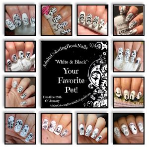 #AdultsColoringBookNails - Black & White collage