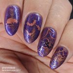 Thankfully Purple - Hermit Werds - creepy critters stamped on a holographic purple cat's eye magnetic background