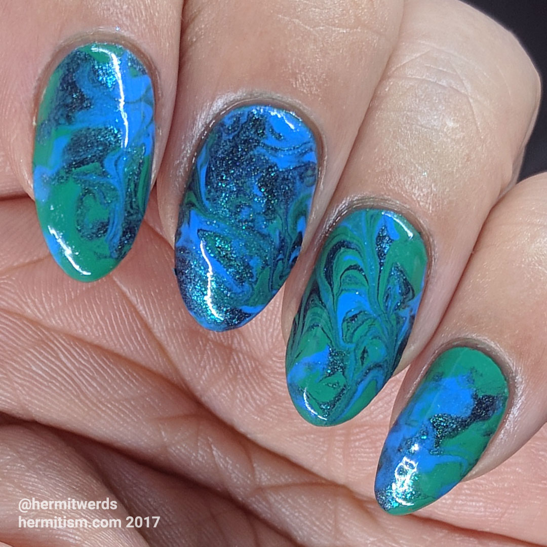 Blue and Green Smoosh Marble - Hermit Werds