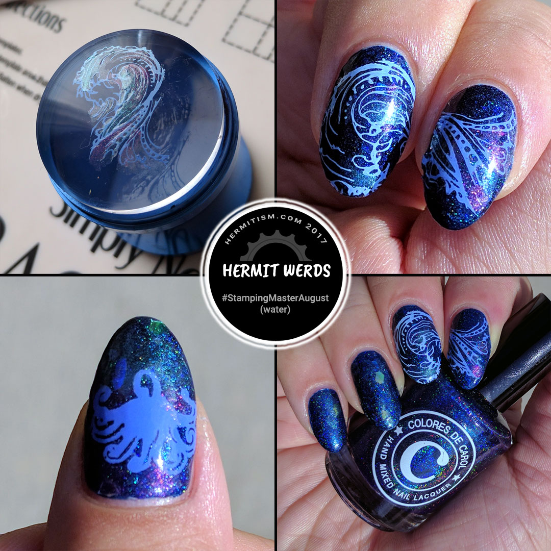 Waves in Motion - Hermit Werds - iridescent waves on a blue holo background