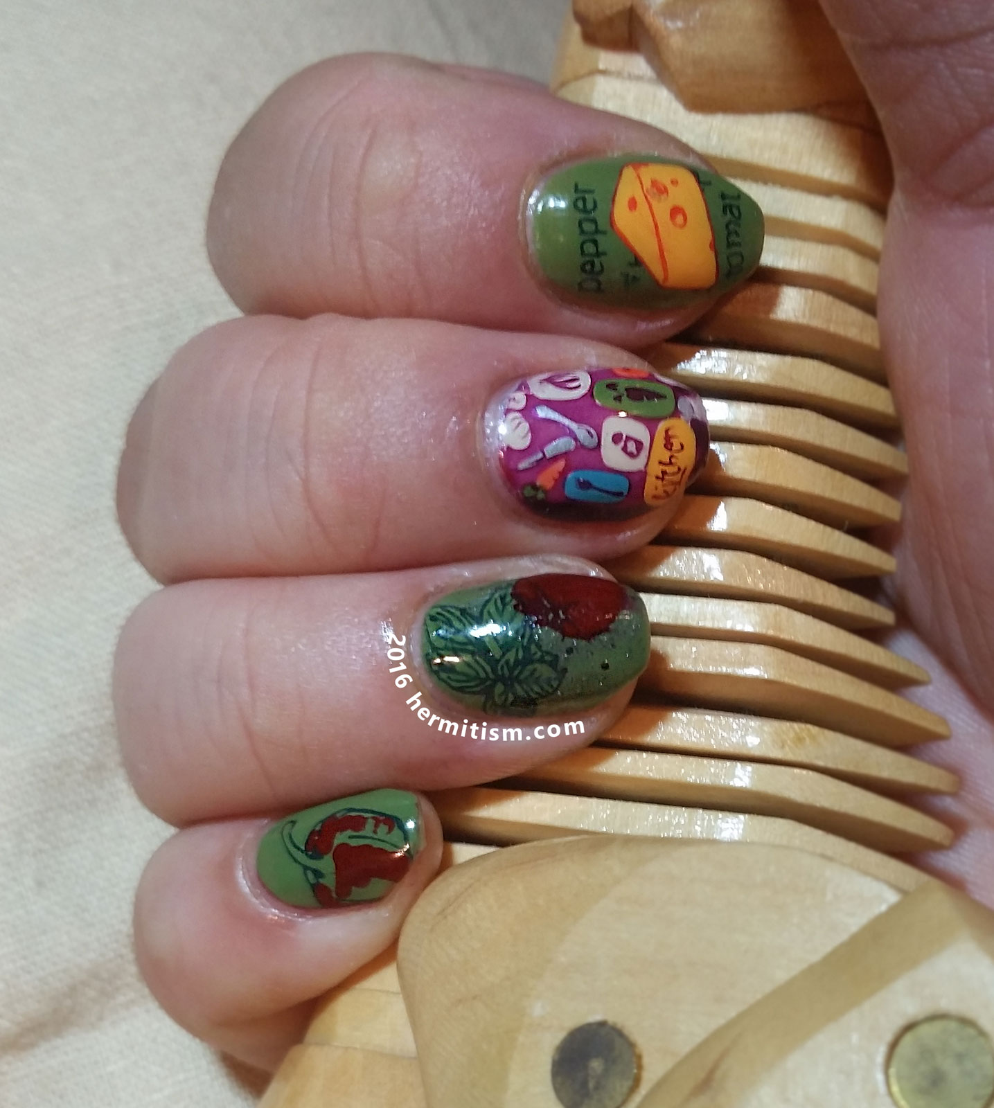 F is for Food - ABC Nail Art Challenge - Hermit Werds