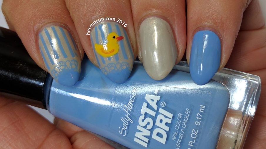 R is for Rubber Ducky - ABC Nail Art Challenge - 31 Day Challenge (Stripes) - Hermit Werds