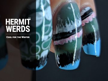 Cool for the Winter - Hermit Werds - sunglasses and colorful stripes in teal, blush, aqua, white, and black