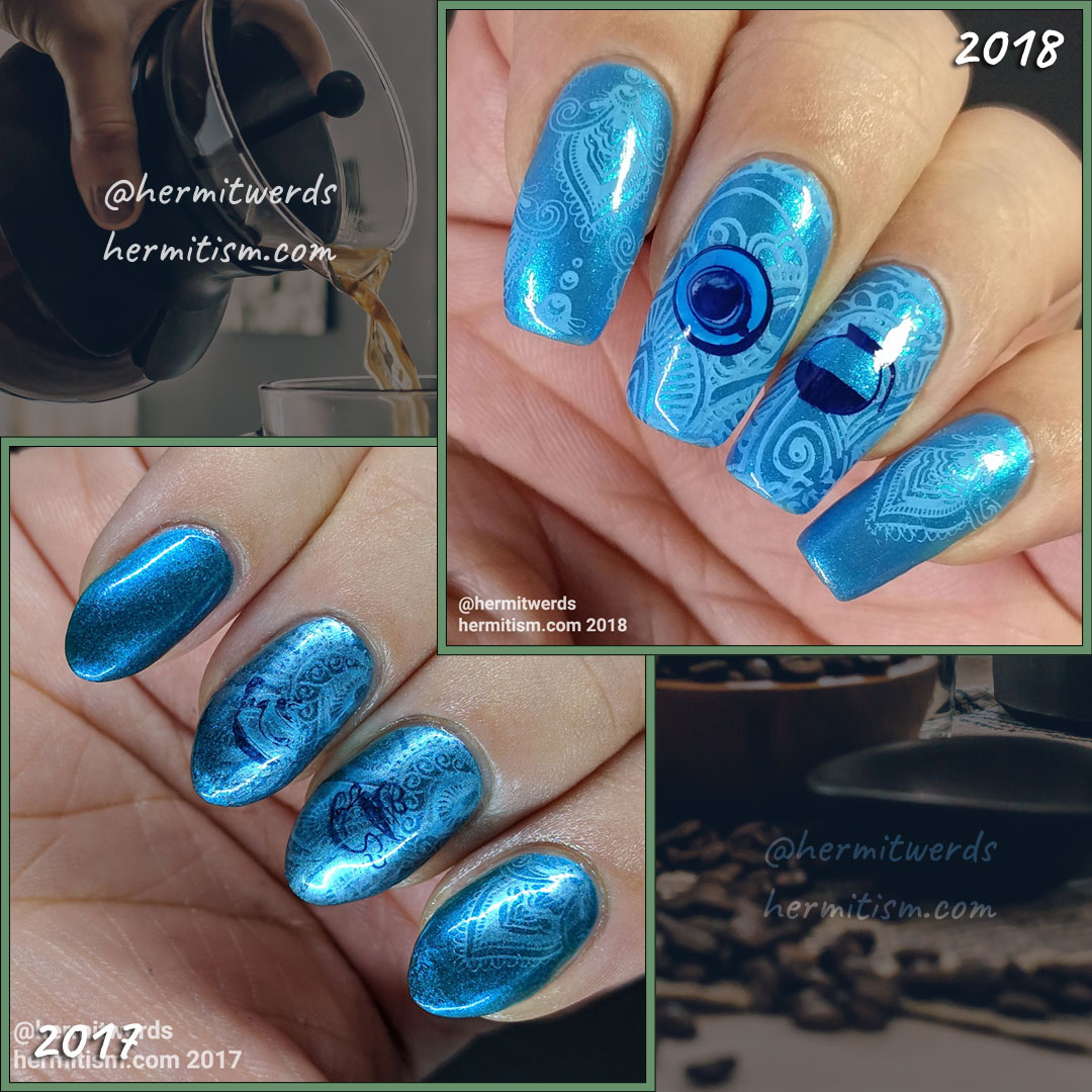 Recreation of Coffee Blues - Hermit Werds - blue monochrome coffee mani