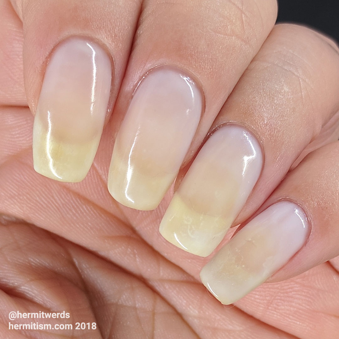 Born Pretty opal white gel swatch - Hermit Werds - on natural nails