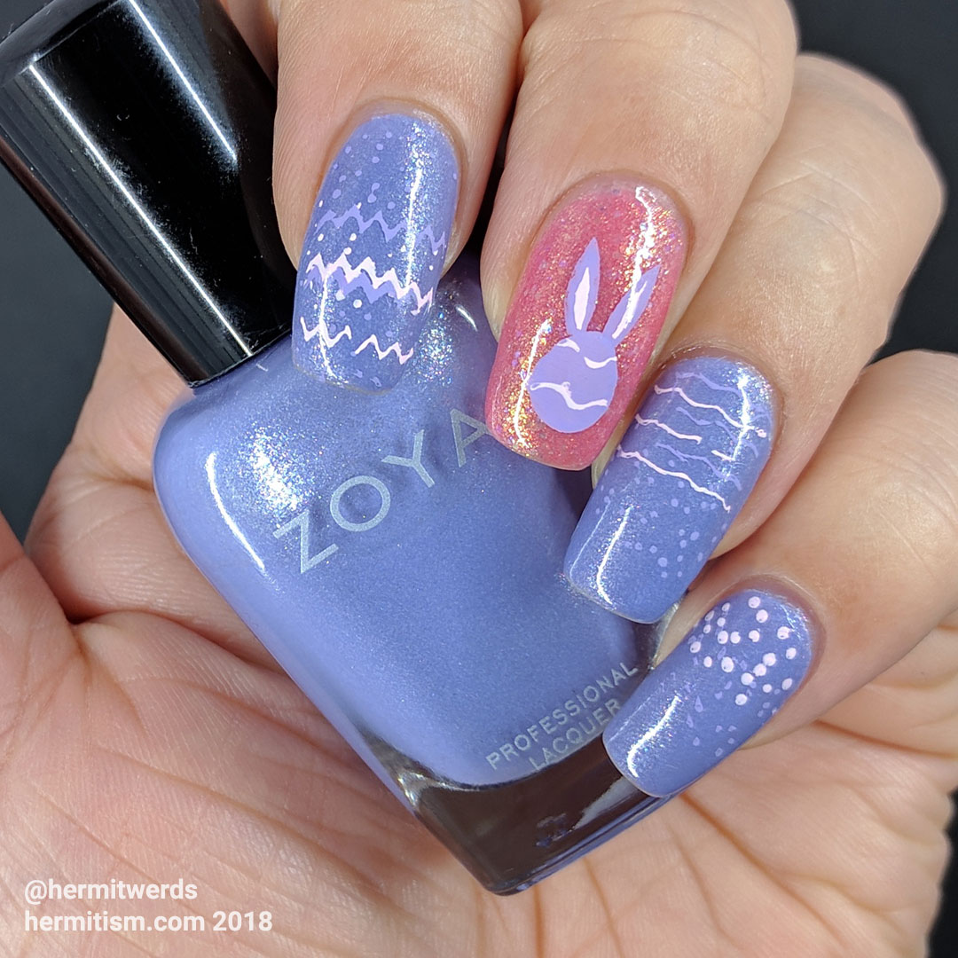 Pastel Easter - Hermit Werds - purple and pink easter egg pattern-ed nails