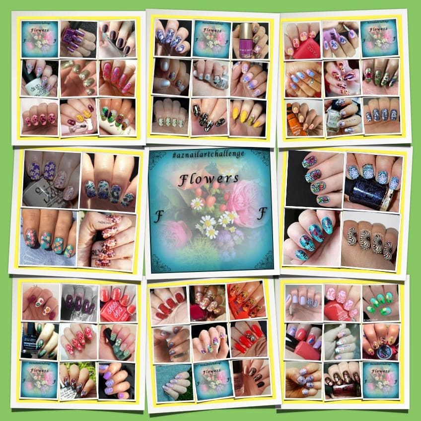 #AZNailArtChallenge - 'F' is for Flowers collage