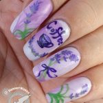 Lavender Coffee - Hermit Werds - nail art with freehand painted lavender to celebrate lavender-flavored coffee