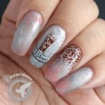 Iced Coffee - Hermit Werds - coral and white gold nail art with iced coffee stamping