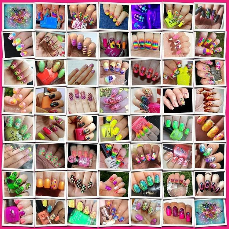 #AZNailArtChallenge - 'N' is for Neon collage