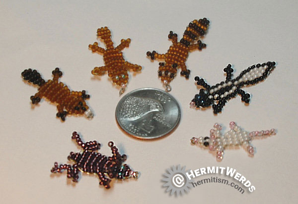 Beaded Bunny, Badger, Squirrel, Raccoon, Skunk, and Mouse - Hermit Werds - misc small beaded animals