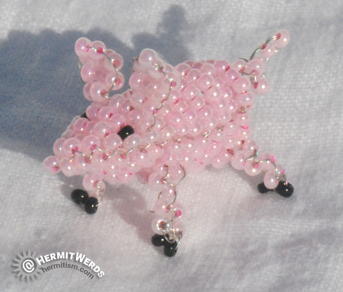 Marilyne Kéréneur's Pig - Hermit Werds - little pink pig beaded by Lisa @HermitWerds