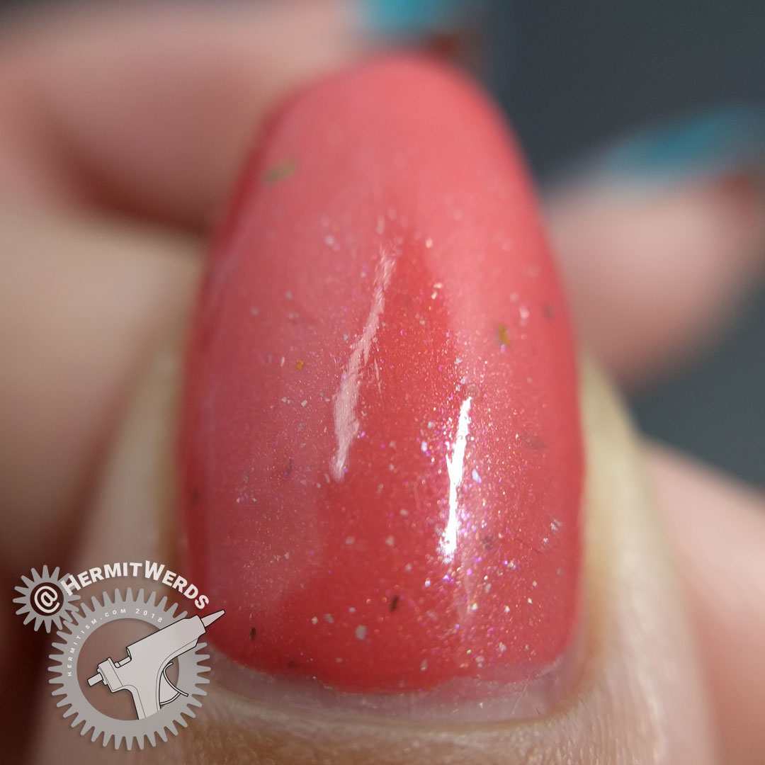 Colores de Carol's "Ava" (macro) - Hermit Werds - salmon pink with multi chrome shimmer and holographic flakes