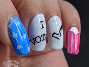 I Voted 2018 - Hermit Werds - patriotic United States of America voting nails with flag US reference painted with sharpie marker ink