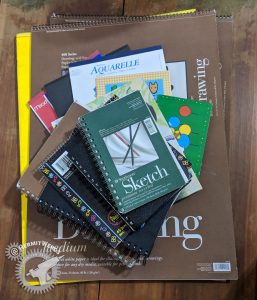 Lisa's Paper Hoard - Hermit Werds - all my sketchbooks and paper pads in one stack