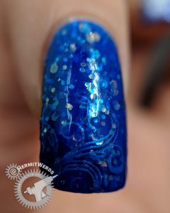 Tea for Two - Hermit Werds - a subtle windy baby boomer french tip stamping on a jelly background with opalescent glitters