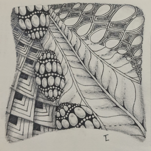 Daily Zentangle - Day 10 - Hermit Werds - Zentangle using Purk, Flukes, Finery, and Echoism