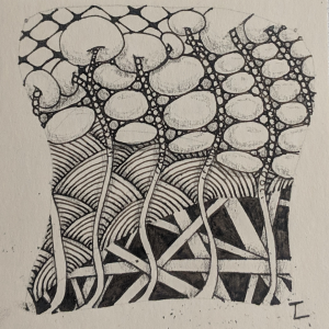 Daily Zentangle - Day 13 - Hermit Werds - Zentangle using Florz, Shattuck, Onamato, Hollibaugh