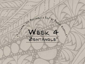 Daily Zentangle Week 3 @ Hermit Werds - Lisa's third week of progress; background is Finery, Onamato, and Betweed