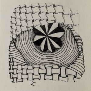 Daily Zentangle - Day 18 - Hermit Werds - Zentangle using Cadent, Huggins, Gneiss, and Isochor