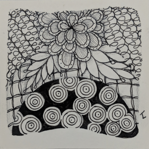 Daily Zentangle Day 28 @ Hermit Werds - Zentangle using Sez, Tat, Taghpodz, Eke, and Chillon