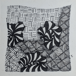 Daily Zentangle - Day 37 - Hermit Werds -  Zentangle using Aquafleur, Nekton, Yincut, and Warmth