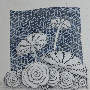 Daily Zentangle - Day 39 - Hermit Werds -  Zentangle using sashiko pattern, Pepper tangleation, and Printemps tangleation