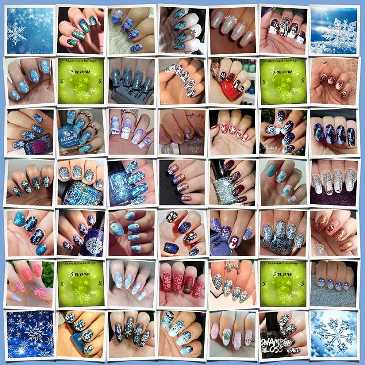 #AZNailArtChallenge - 'S' is for Snow collage