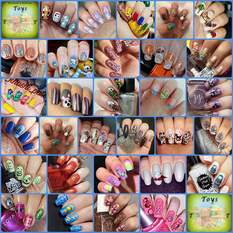 #AZNailArtChallenge - 'T' is for Toys collage