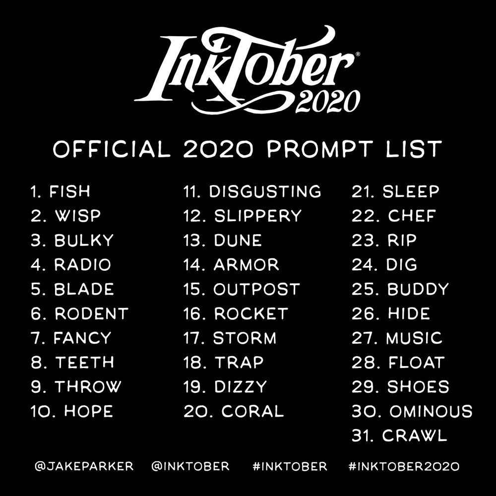 #inktober2020 prompt list