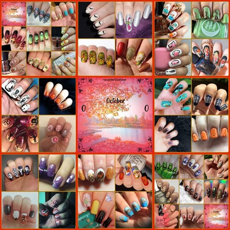 #AZNailArtChallenge - 'O' is for October collage 2020.