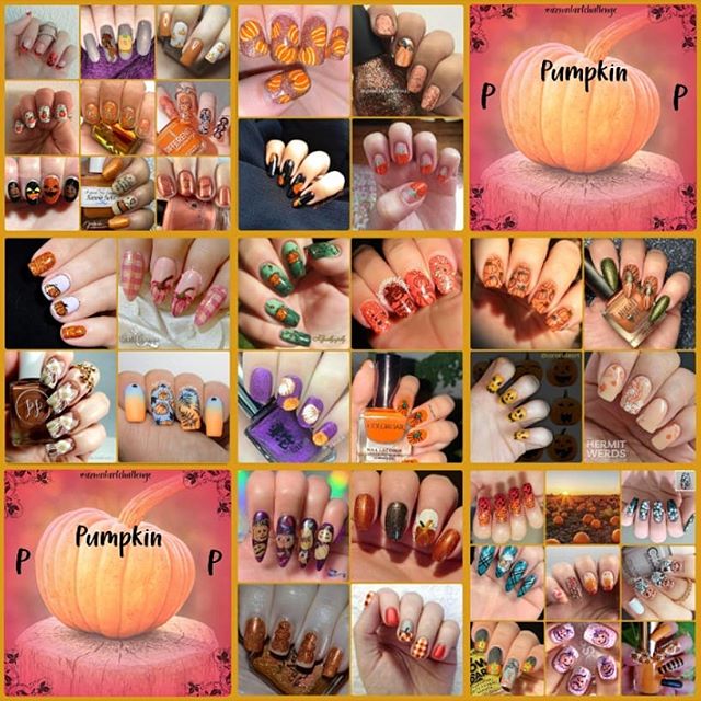 #AZNailArtChallenge - 'P' is for Pumpkin collage