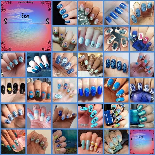 #AZNailArtChallenge - 'S' is for Sea collage