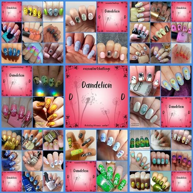 #AZNailArtChallenge - 'D' is for Dandelion collage