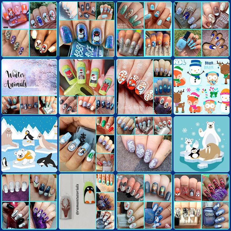 #NailsWithIGFriends - Winter Animals collage