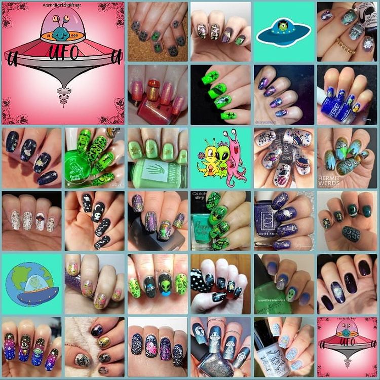 #AZNailArtChallenge - 'U' is for UFO collage