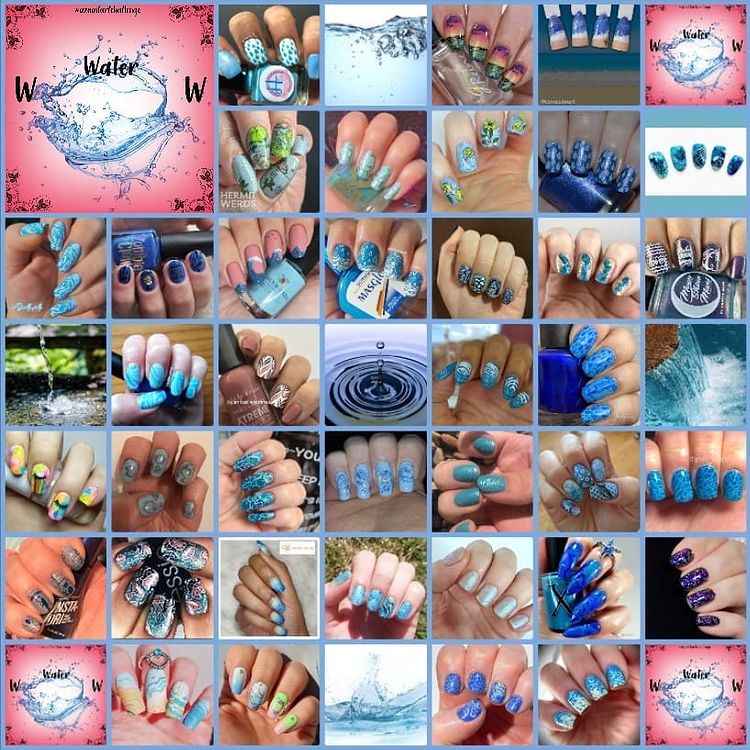 #AZNailArtChallenge - 'W' is for Water collage