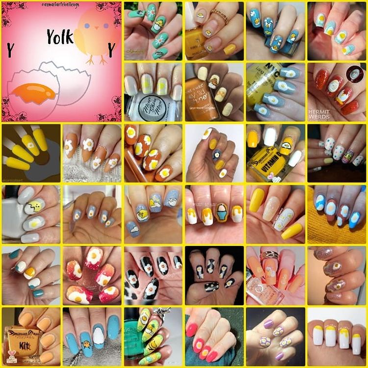 #AZNailartChallenge - 'Y' is for Yolk collage