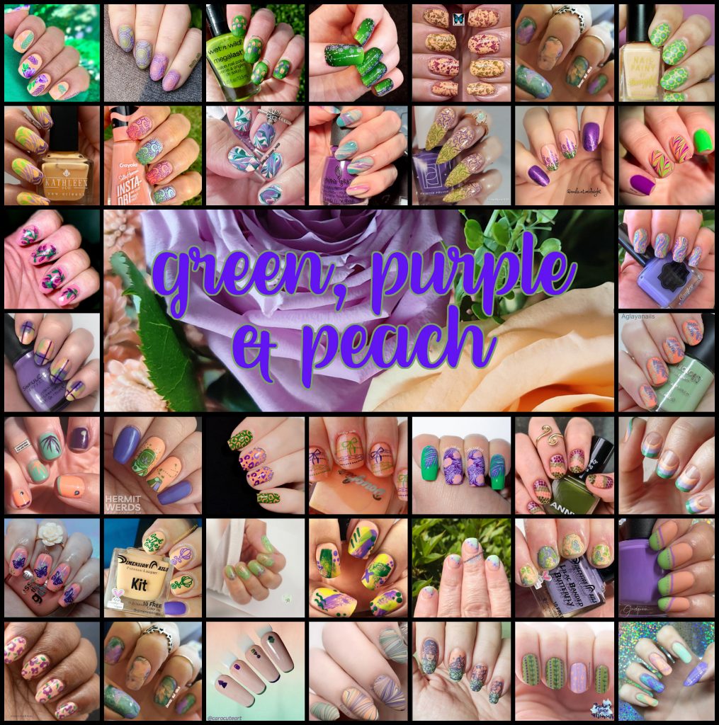 #WhenColoursCollide - Green, Purple, Peach collage