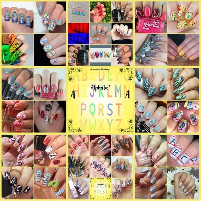 #AZNailArtChallenge - 'A' is for Alphabet collage